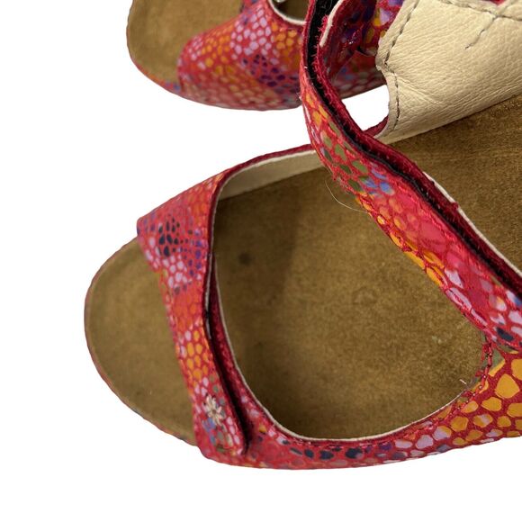 Wolky Sandals Women's Sz 42 Fantasy Red Pink Mulitcolor Comfort Hook Loop - Picture 13 of 16